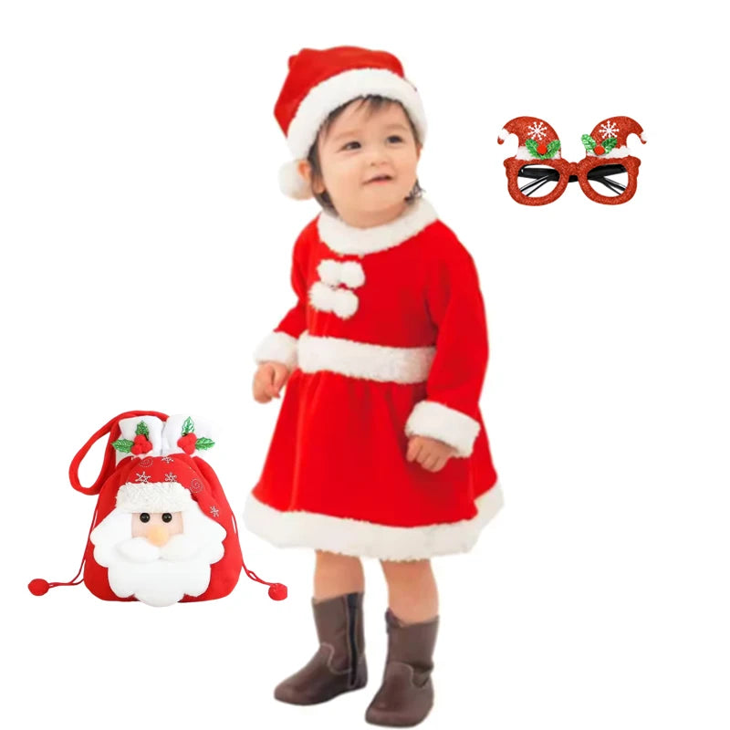 2026 Baby Girl Boy Christmas Costumes Red Santa Claus Suit Festival Halloween Cosplay Sets Christmas Baby Clothes