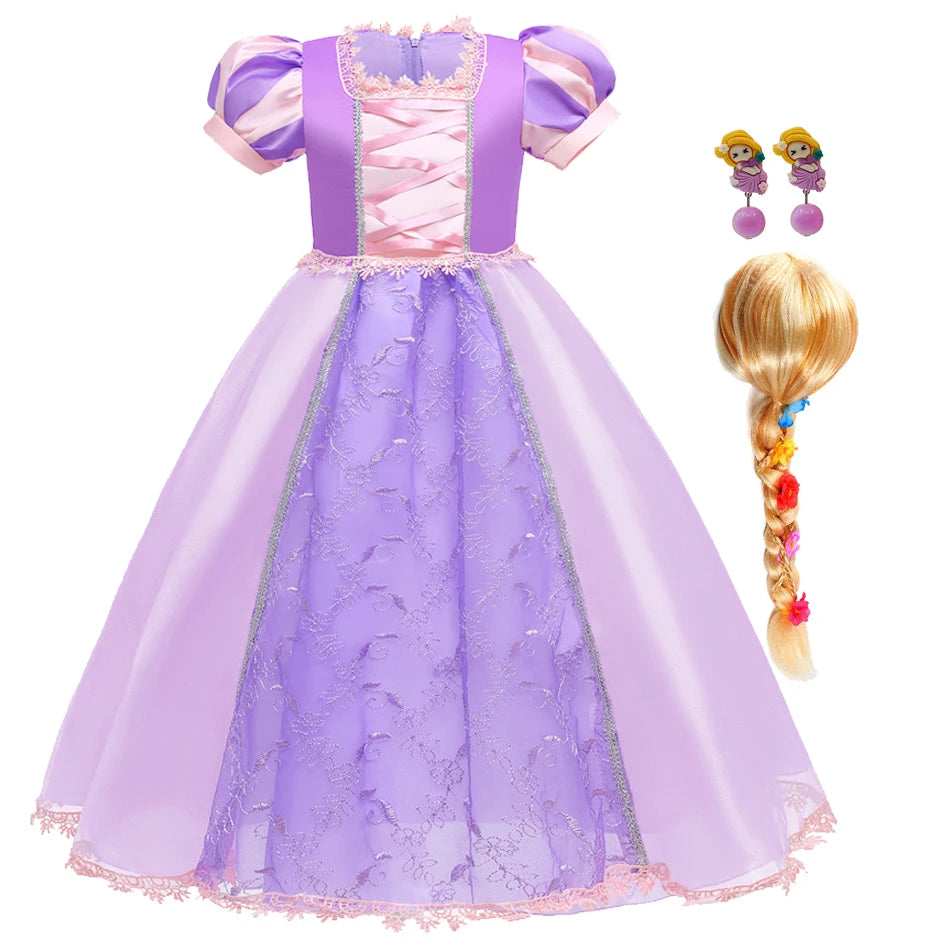 Girl Rapunzel Dress for Kid Princess Girl Tangled Cosplay Carnival Halloween Vestido Birthday Party Ball Gowns Evening Costume