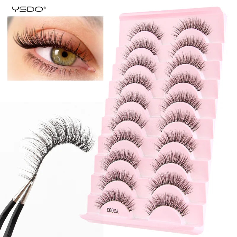 YSDO Half Eyelashes 3/10 Pairs Natural Full False Eyelashes 3D Lashes Cat Eye Fake Eyelashes Extension Faux Cils Makeup Tools