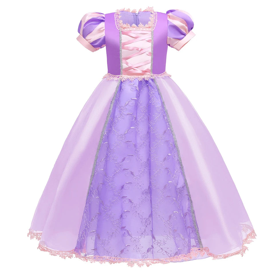 Girl Rapunzel Dress for Kid Princess Girl Tangled Cosplay Carnival Halloween Vestido Birthday Party Ball Gowns Evening Costume