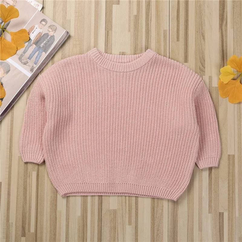 1-5years Kids Fall Winter Sweaters Tops Long Sleeve Knitted Solid Color Thick Pullover jumper For Girls And Boys Warm