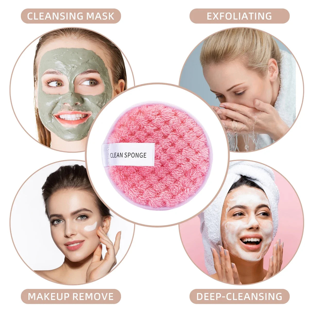 4pcs Makeup Remover Microfiber Cotton Pad Cosmetics Washable Makeup  Towel Cleaning Sponge Skin Care Tool Washcloth