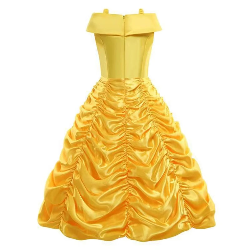 Kids Belle Costume Girls Halloween Princess Cosplay Party Dress Children Birthday Clothes Carnival Luxury Ball Gown
