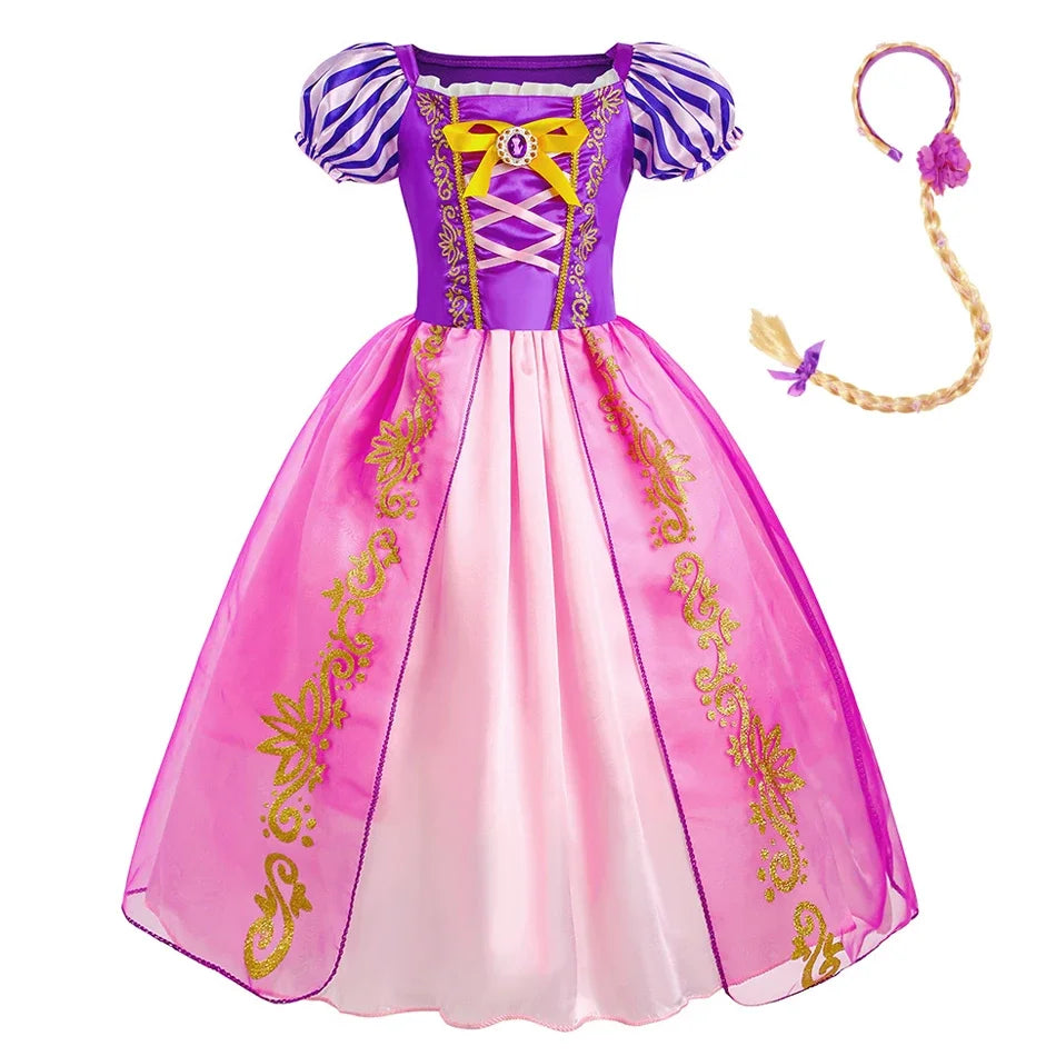 Rapunzel Dress for Girls Kids Summer Tangled Costumes Fancy Princess Dress Children Birthday Carnival Halloween Party Clothes