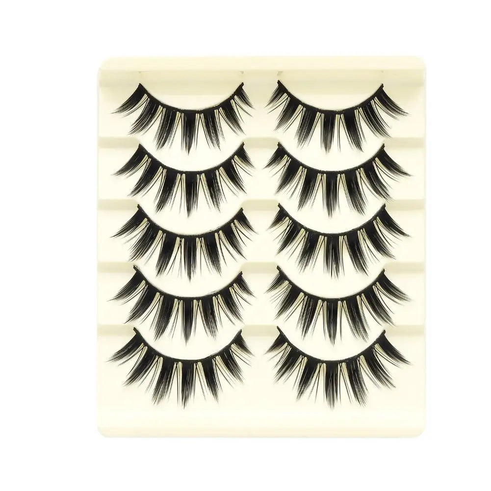 10 Pairs Manga Lashes Cosplay Fake Eyelashes Strip Lash Soft Natural Look Fox Eye Korean Manhua Makeup False Eyelashes