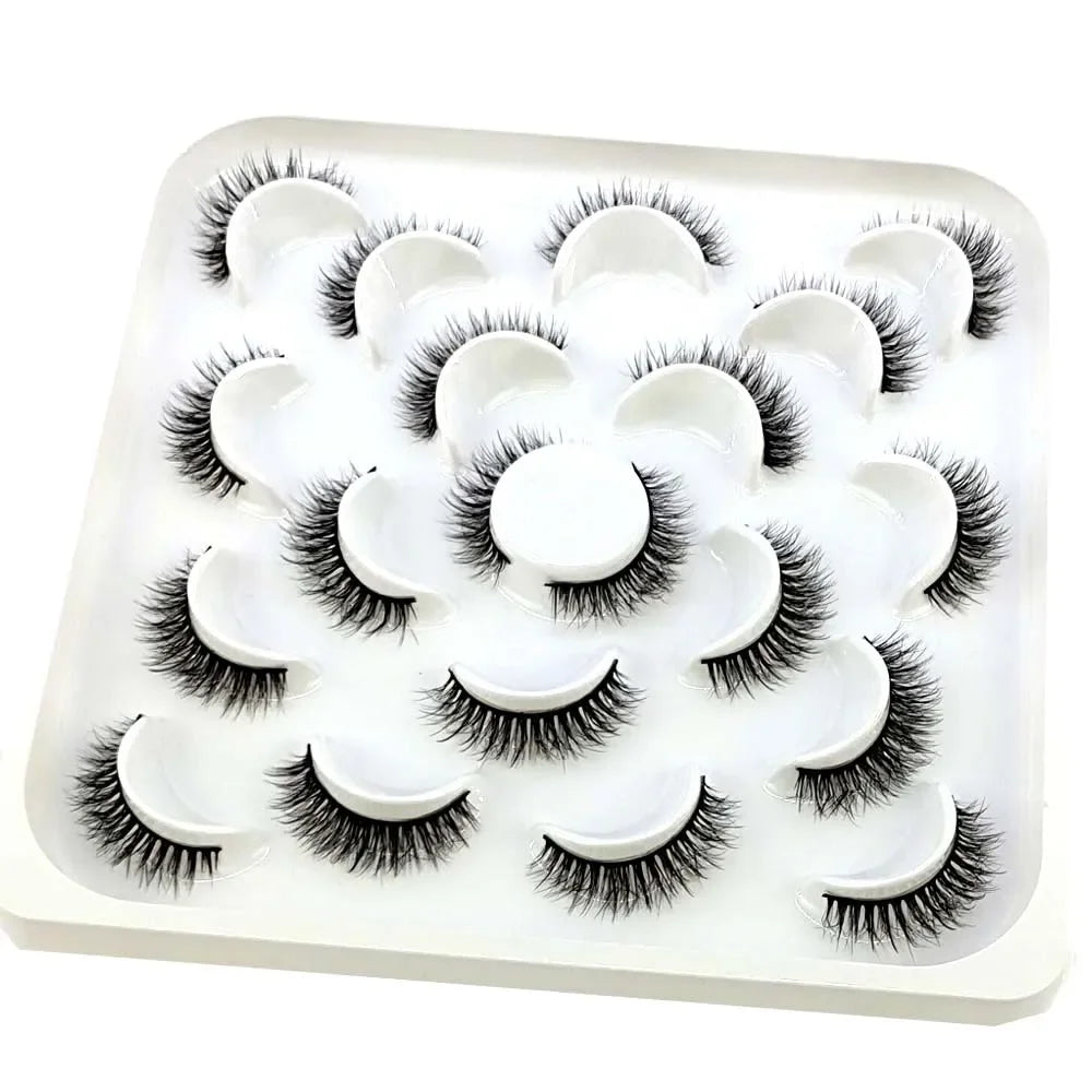 NEW 10 pairs Handmade 3d mink lashes short False Eyelashes Cross Messy Dense Natural Eye Lashes Stage Makeup False Eyelashes