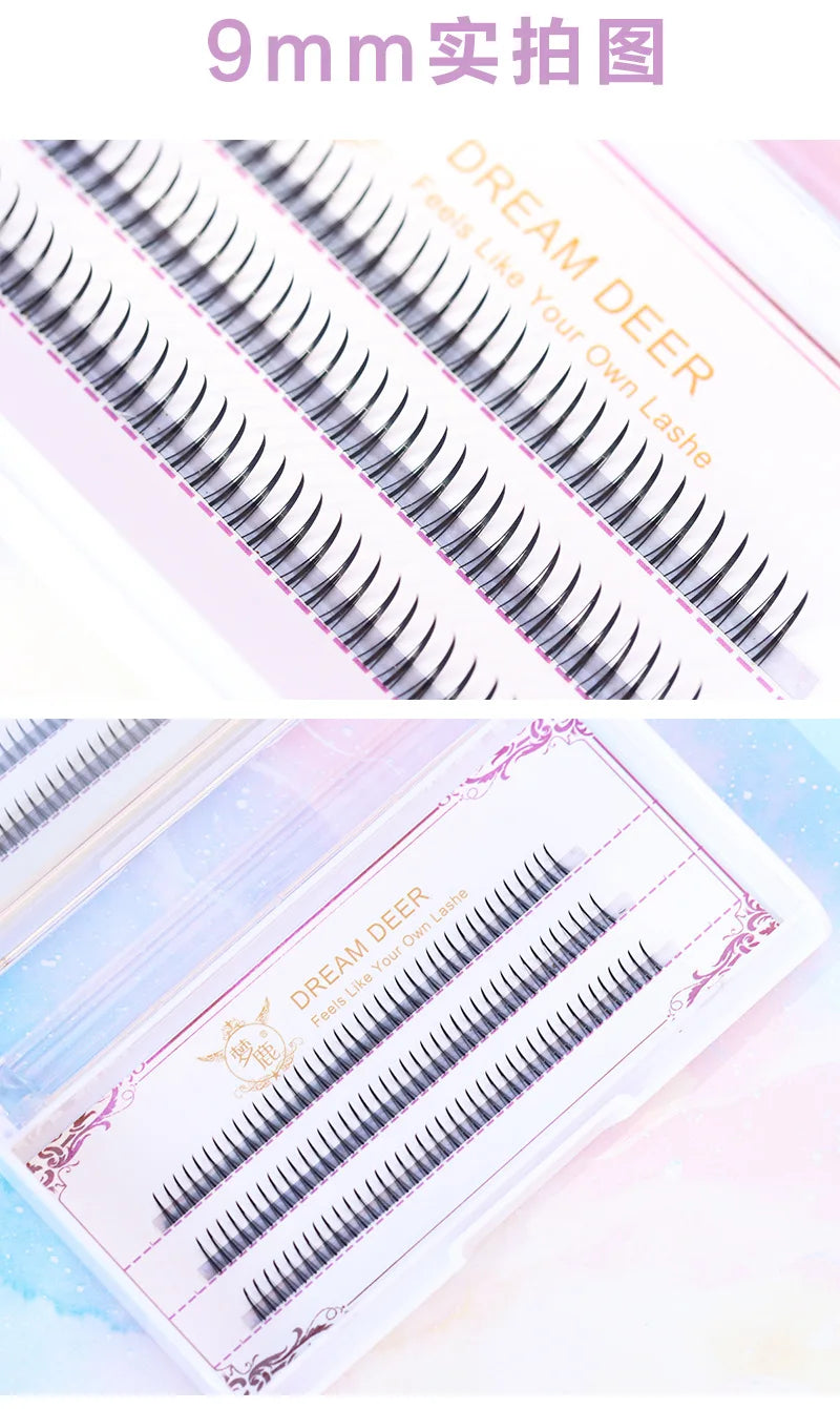 8-12mm A-Type Brown Individual Cluster Lashes, Soft Natural Fairy Strand Eyelashes, black Lashes for Korean Makeup Look