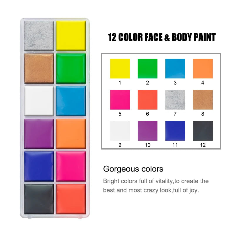 12/20 Colors Professional Face & Body Paint Palette ,Long Lasting, For Halloween SFX Special Effects & Cosplay Makeup