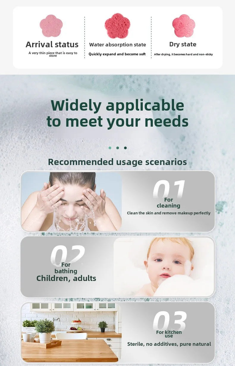 1-50PCS Compressed Wood Pulp Facial Sponges Flower Shape Exfoliating Face Cleanser Pads Makeup Remover Skin Care