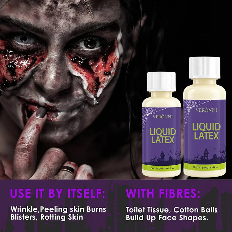 2pcs Liquid Latex SFX Makeup, Kit Realistic Fake Skin, Scar Wounds Old Age Skin, Halloween Wrinkles Cut Burning Decay Peeling
