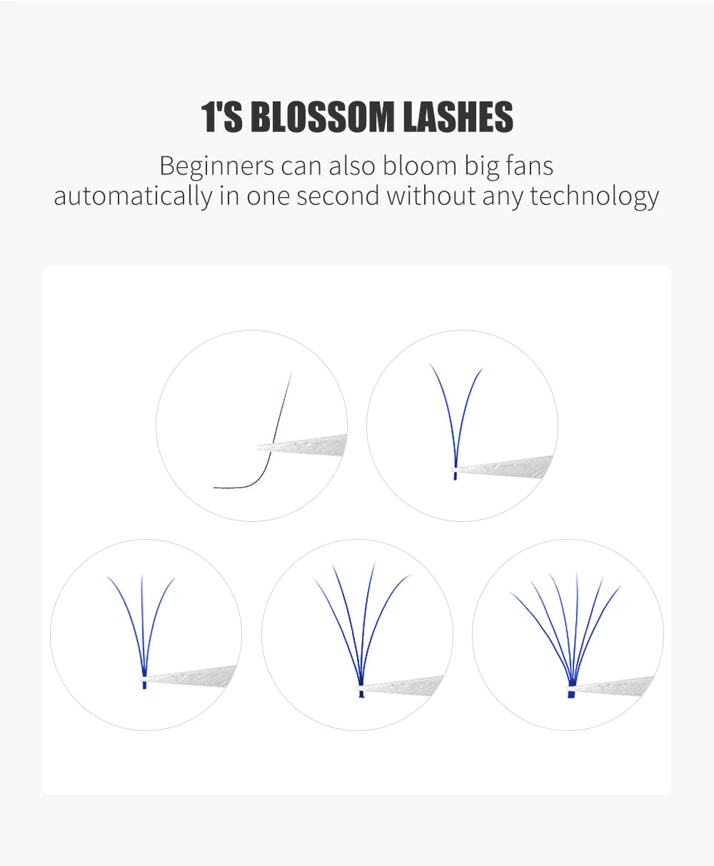 NATUHANA L/LU(M) Curl Auto Fans Colored Lashes Easy Fan Color Eyelash Extension L-Shaped Individual Mink Eyelashes Makeup