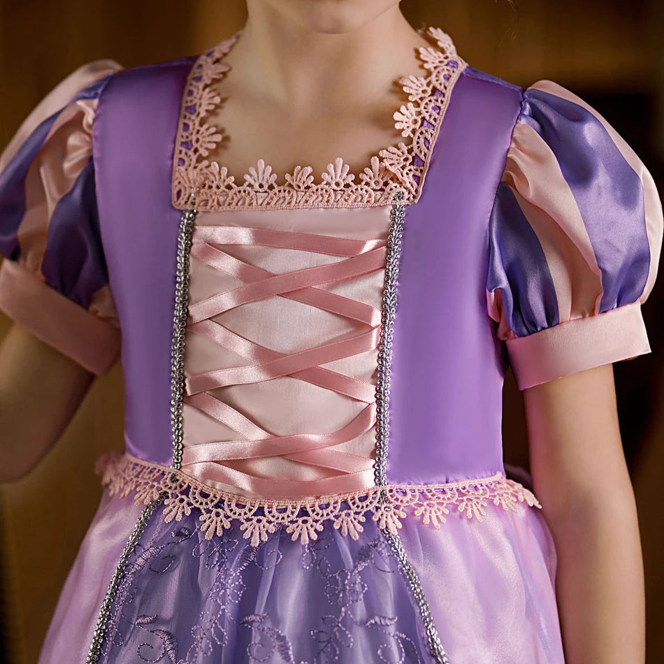 Girl Rapunzel Dress for Kid Princess Girl Tangled Cosplay Carnival Halloween Vestido Birthday Party Ball Gowns Evening Costume