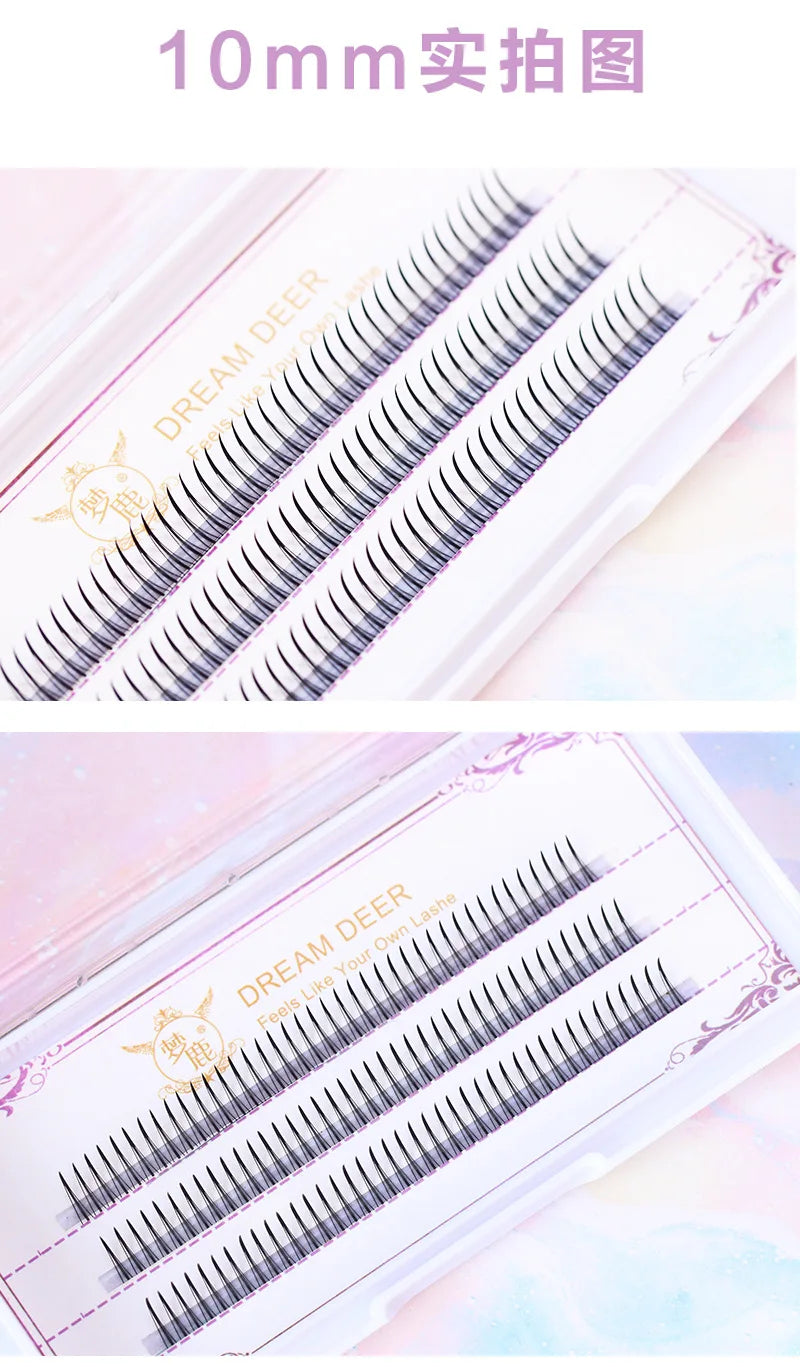 8-12mm A-Type Brown Individual Cluster Lashes, Soft Natural Fairy Strand Eyelashes, black Lashes for Korean Makeup Look