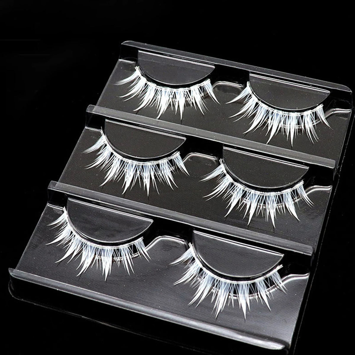 White False Eyelashes Cosplay Strip Lashes Dramatic Volume DIY Wispy Eyelashes for Anime Party Makeup Supplies Black/White
