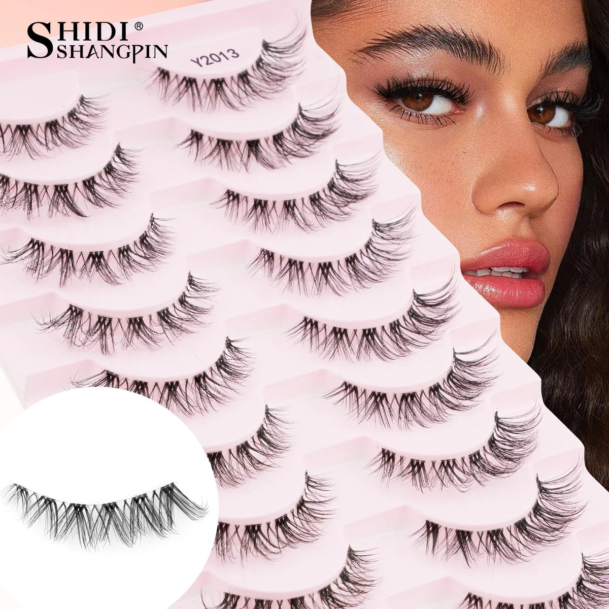 SHIDISHANGPIN False Lashes Extension 3/10 Pairs 3D Mink Eyelash Half Lashes Natural Cat Eye Eyelashes Makeup Faux Cils Fake Lash