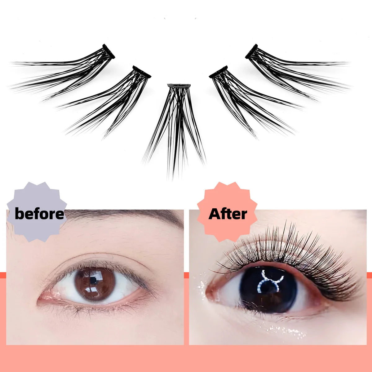 LINYAGSSE LN2350 L Curl Super Cluster Eyelash Extension Natural Mink Eyelash Individual Lashes Makeup Tools Cilias Volume