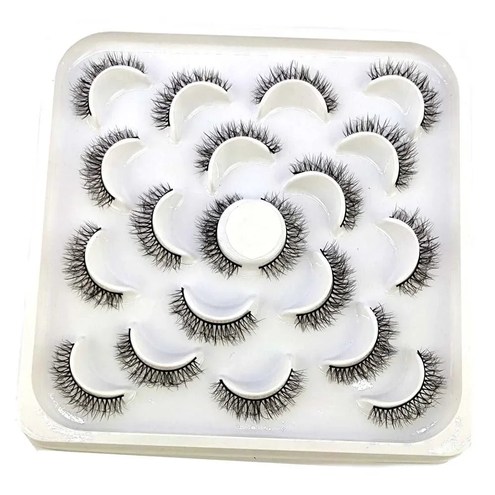 NEW 10 pairs Handmade 3d mink lashes short False Eyelashes Cross Messy Dense Natural Eye Lashes Stage Makeup False Eyelashes