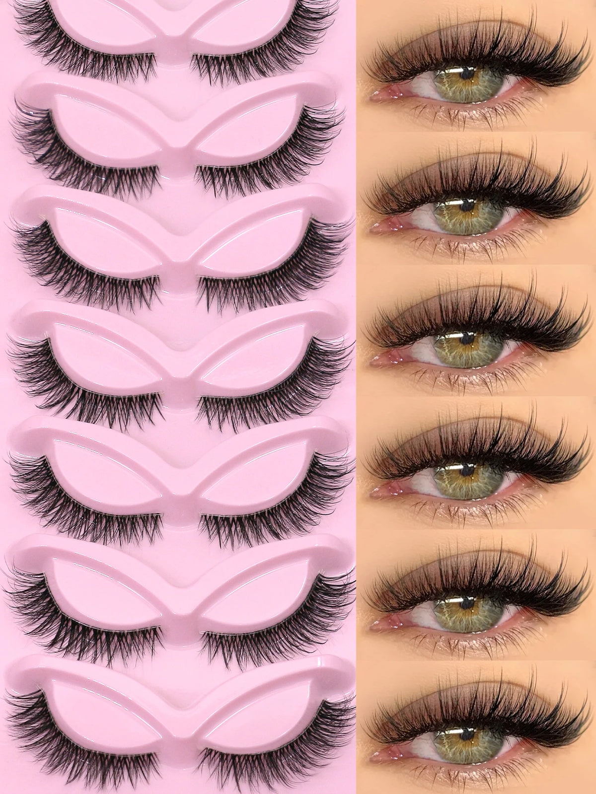 VELTRINAY Cat Eye Lashes Natural Eyelashes Short Wispy Lash Strips Volume Cateye False Eyelash Fake Lashes Natural Look Makeup