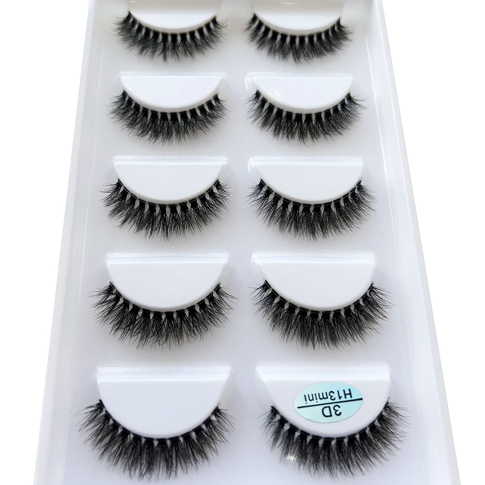 Transparent 3D Mink Eyelashes, Natural Clear False Eye Lashes, Soft Invisible Eyelash, Wispy Makeup Faux Cils, H13 X08, 5 Pairs