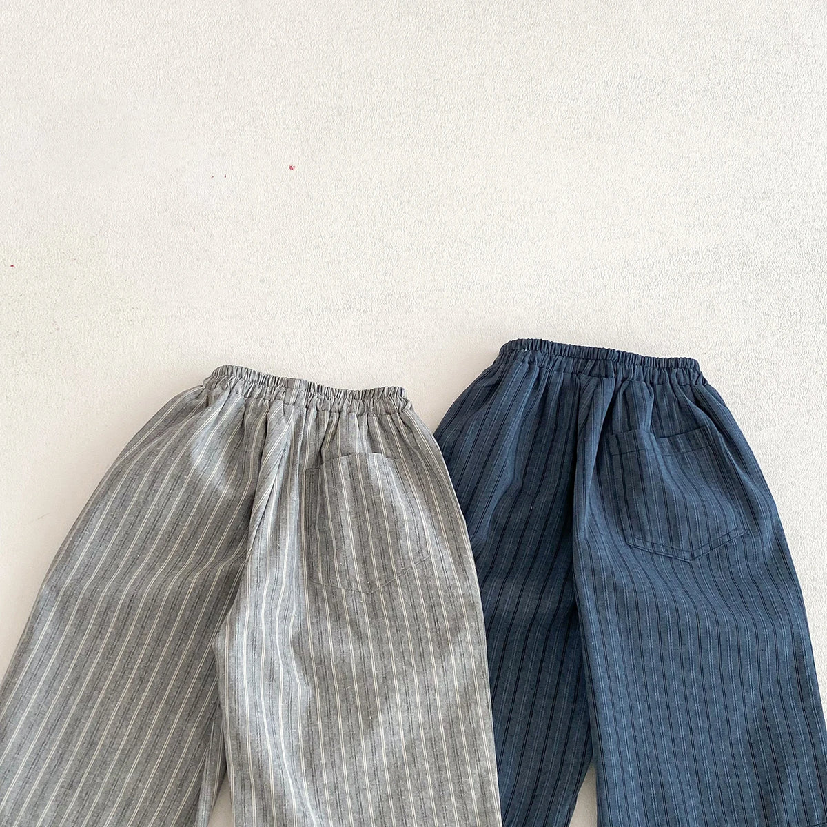 Boys Girls Linen Cotton Stripe Trousers For Children's Clothes Fall Spring Boy Loose Casual Harem Pants Kids Long Pants for 1-6T