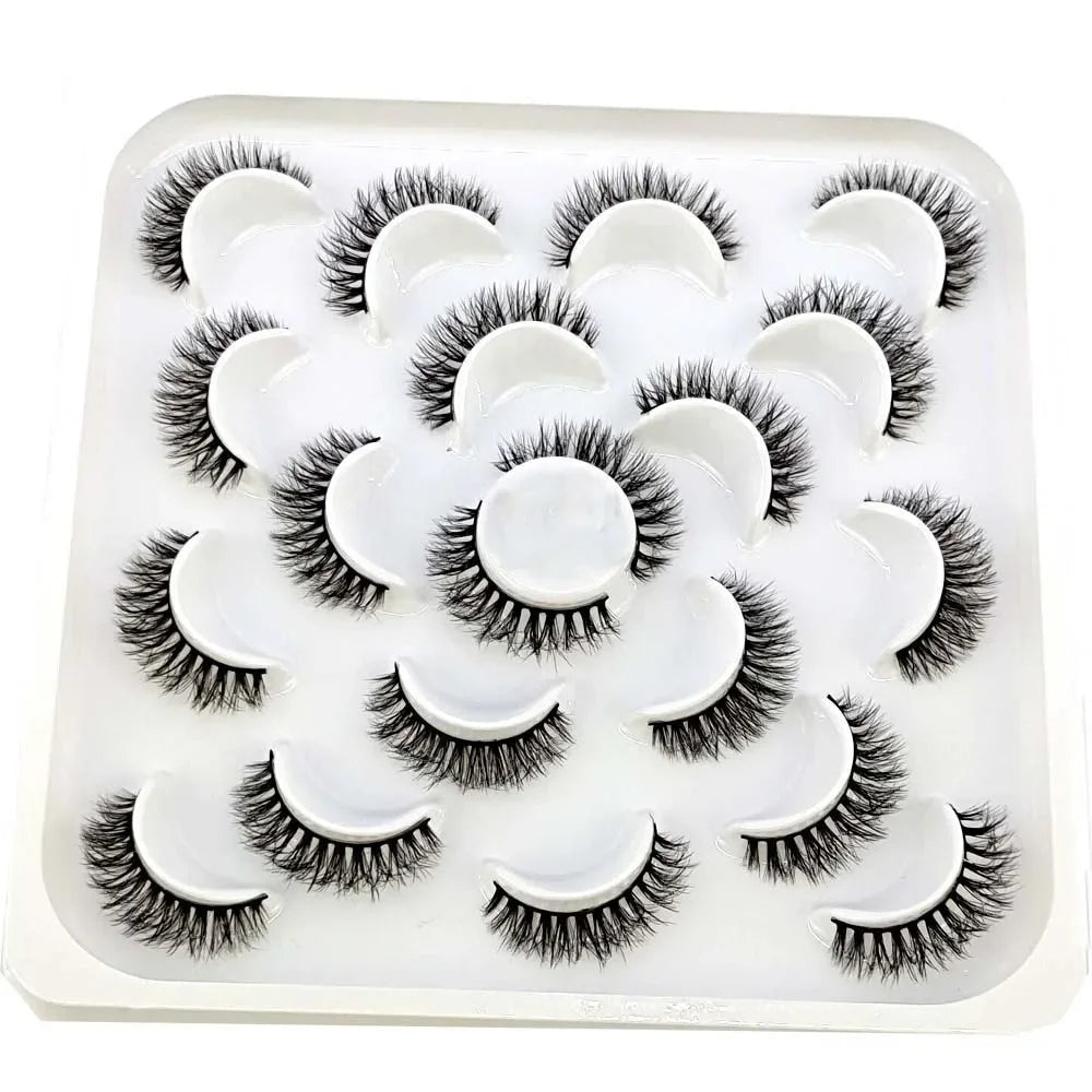 NEW 10 pairs Handmade 3d mink lashes short False Eyelashes Cross Messy Dense Natural Eye Lashes Stage Makeup False Eyelashes