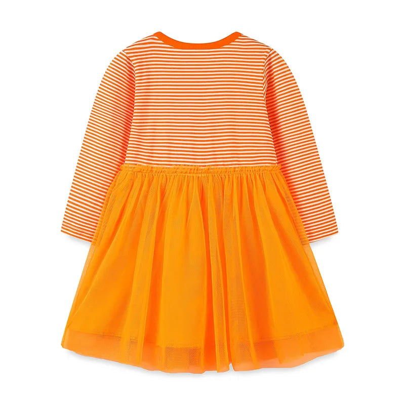 Little maven Autumn Spring Baby Girls Long Sleeves Party Dress Halloween Costumes Pumpkin Children's Clothes for Kids Costume