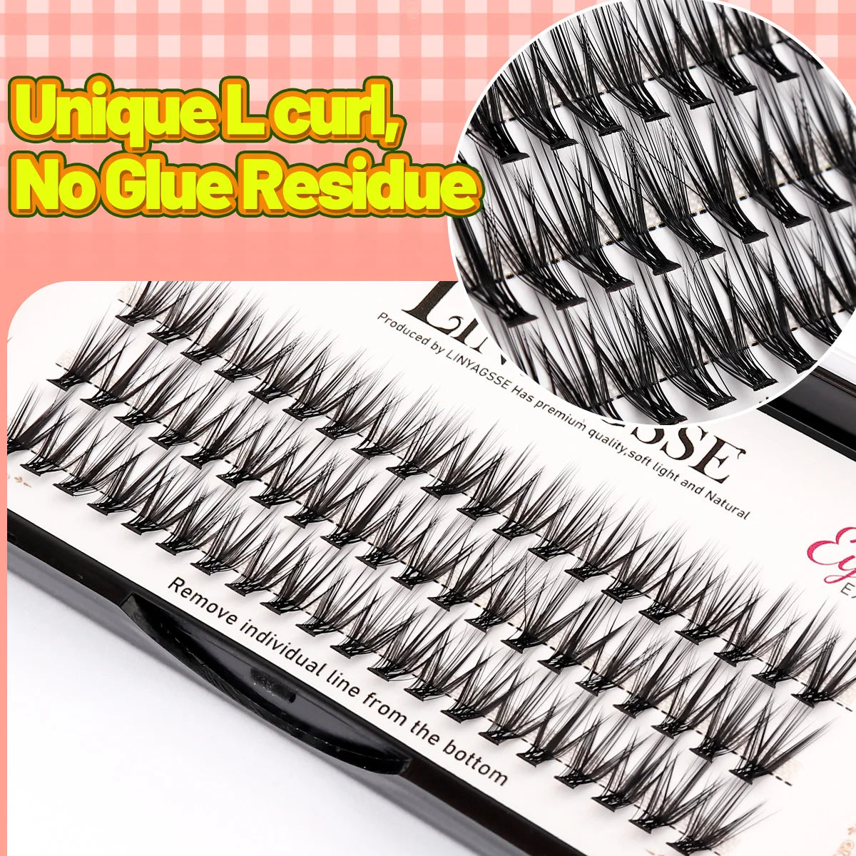 LINYAGSSE LN2350 L Curl Super Cluster Eyelash Extension Natural Mink Eyelash Individual Lashes Makeup Tools Cilias Volume