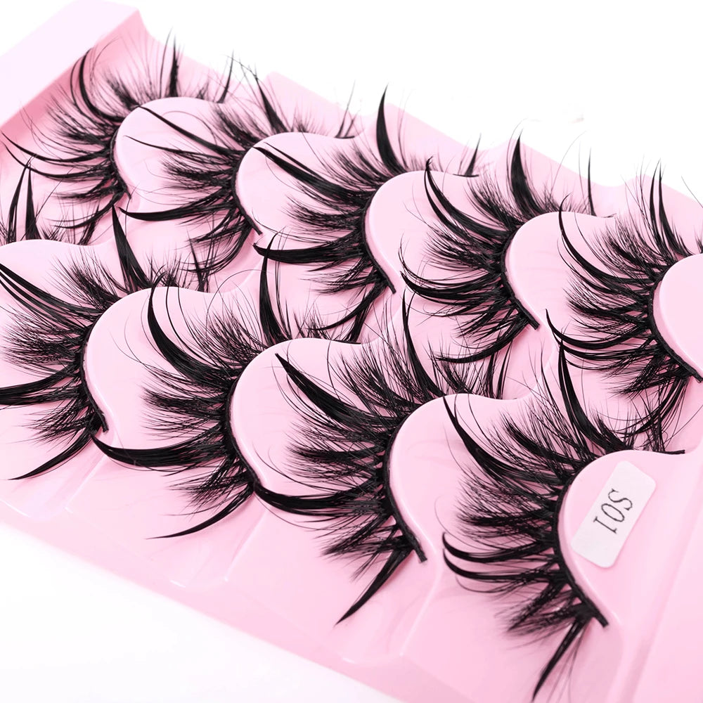 New 5 Pairs Wet False Eyelashes Naturally Wear False Eyelashes Everyday Sharp Tail Thick Simulation Cross Makeup Lashes
