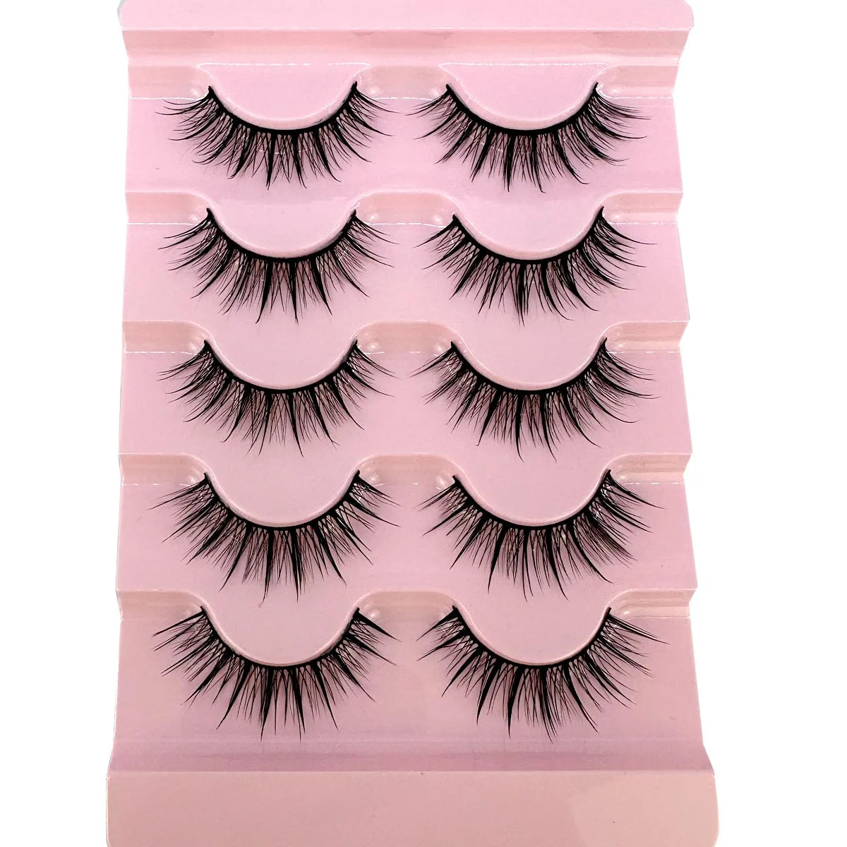New 5 Pairs Wet False Eyelashes Naturally Wear False Eyelashes Everyday Sharp Tail Thick Simulation Cross Makeup Lashes