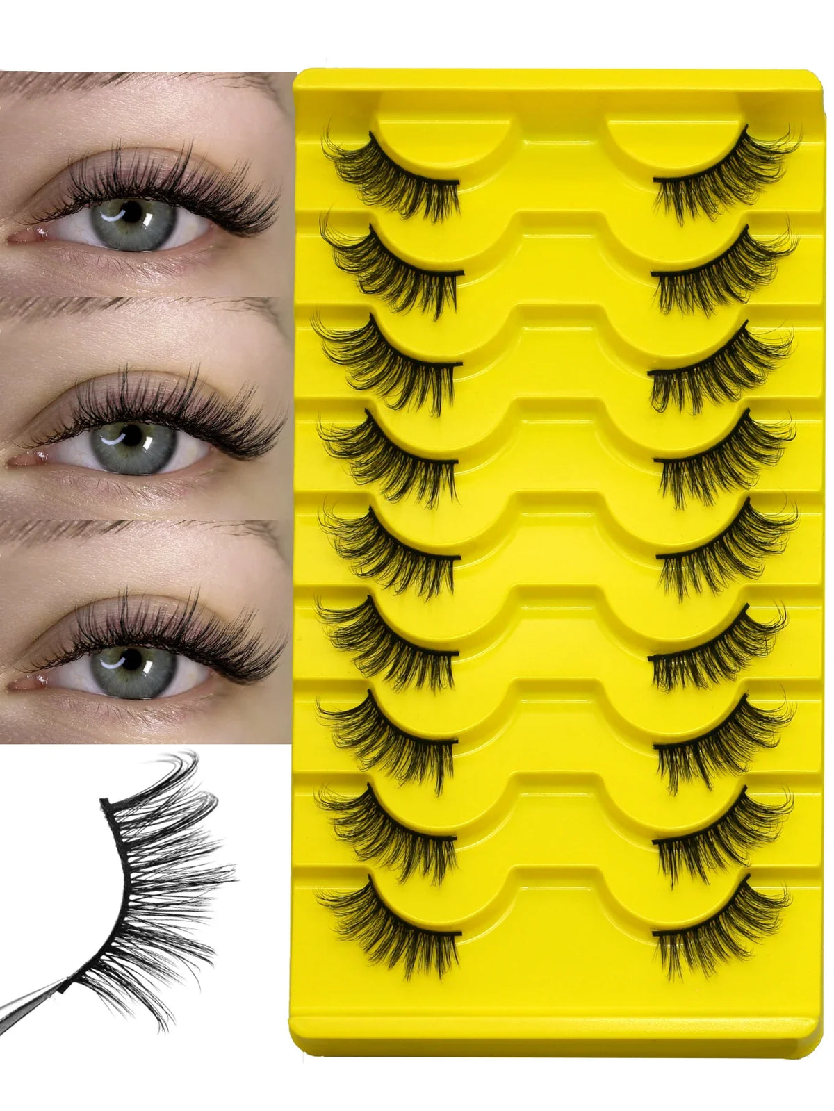 Veltrinay Half Eyelash Fake Eyelashes Eye Tail Lift Effect Sexy Soft False Eyelashes High Quality Reusable Fake Lashes Makeup