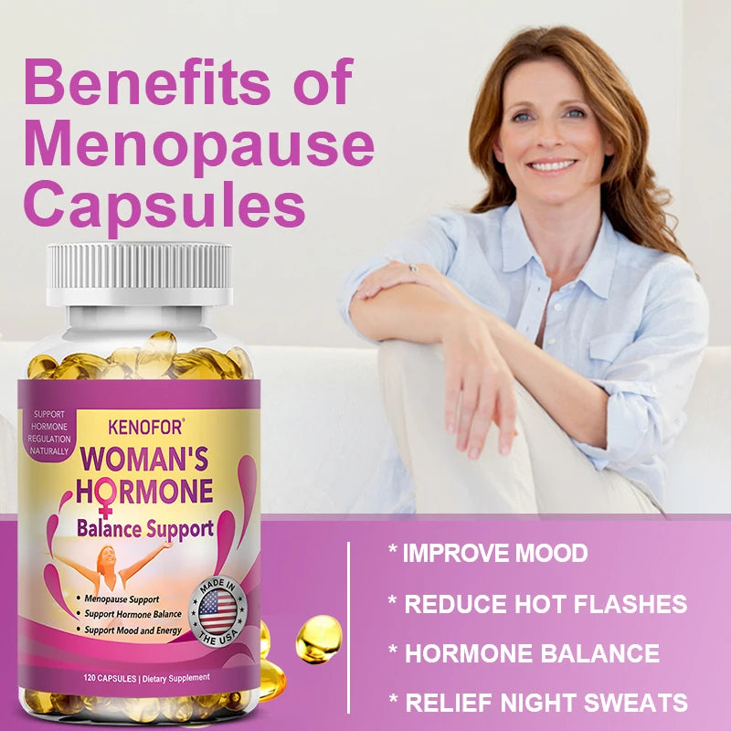 Menopause Support Supplement for Women - Relieves Fatigue, Bloating, Hot Flashes, Mood Swings - Supports PMS, PMDD, PCOS