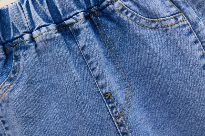 Korean Version of New Girl Denim Jeans Spring and Autumn Casual Denim Trousers Fashion Children Loose Wide-Leg Flared Pants 3-12