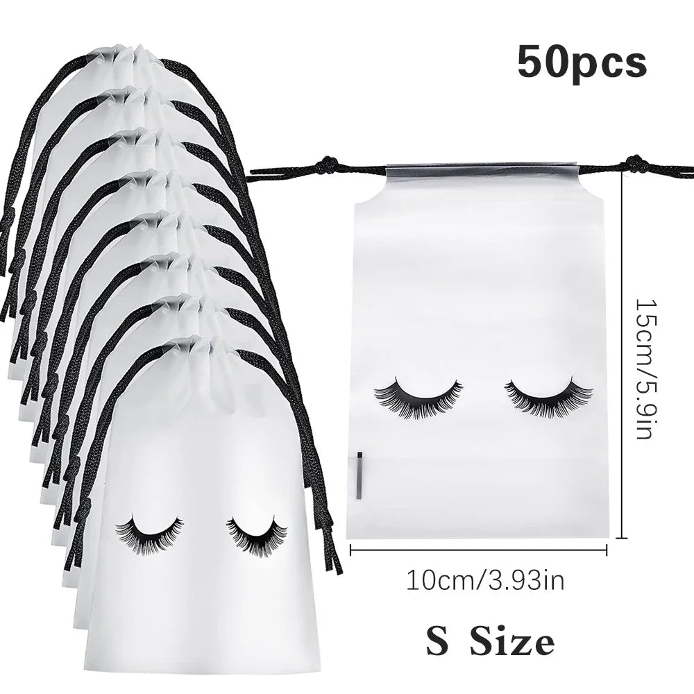 50PCS Travel Pouch Eyelash Aftercare Reusable Bag Cosmetic Bags Lashes Extension Supplies Beauty Travel Pouch Makeup Tools