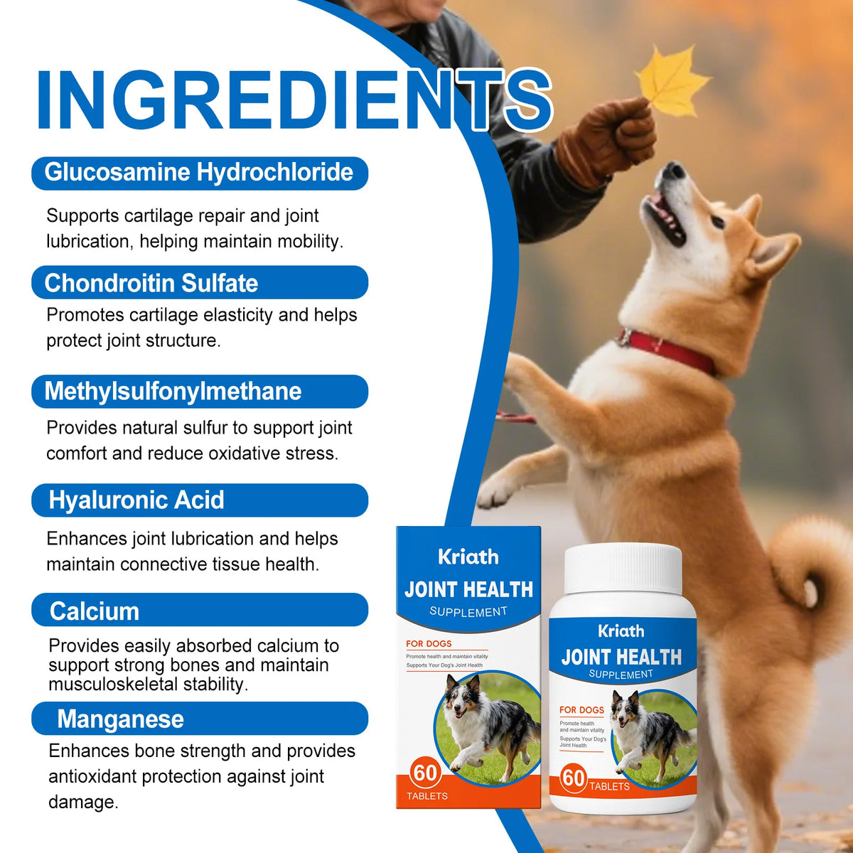 PetFlex Dog Joint Care Supplement Tablets Nourishing Formula Enhances Flexibility Protects Cartilage Relieves Discomfort Pets