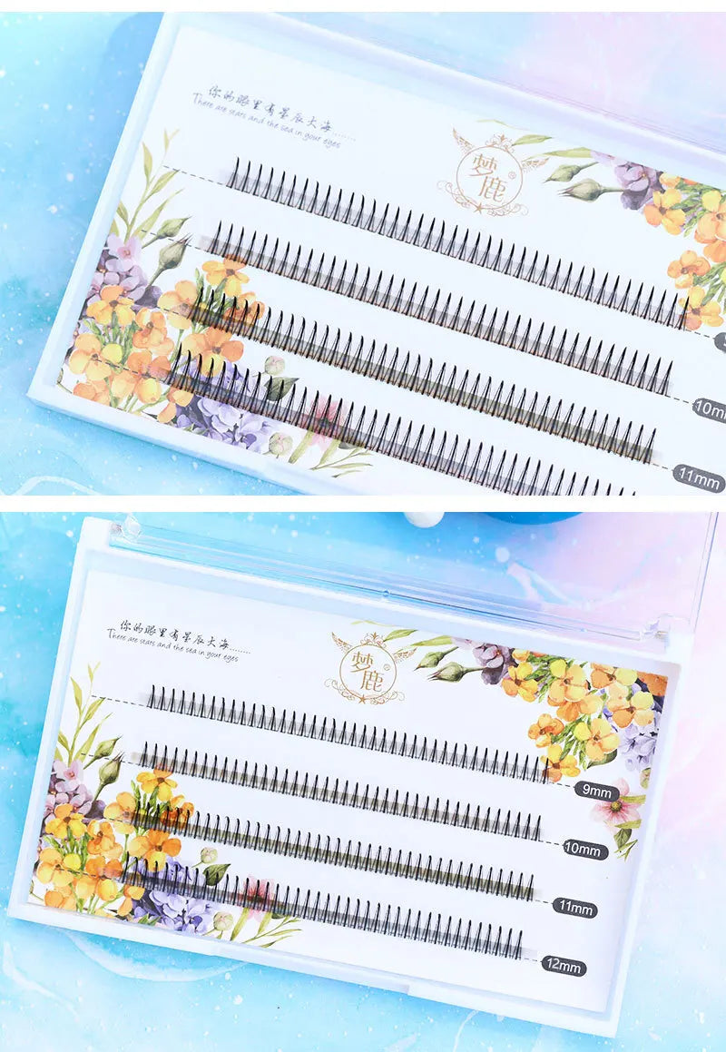 8-12mm A-Type Brown Individual Cluster Lashes, Soft Natural Fairy Strand Eyelashes, black Lashes for Korean Makeup Look