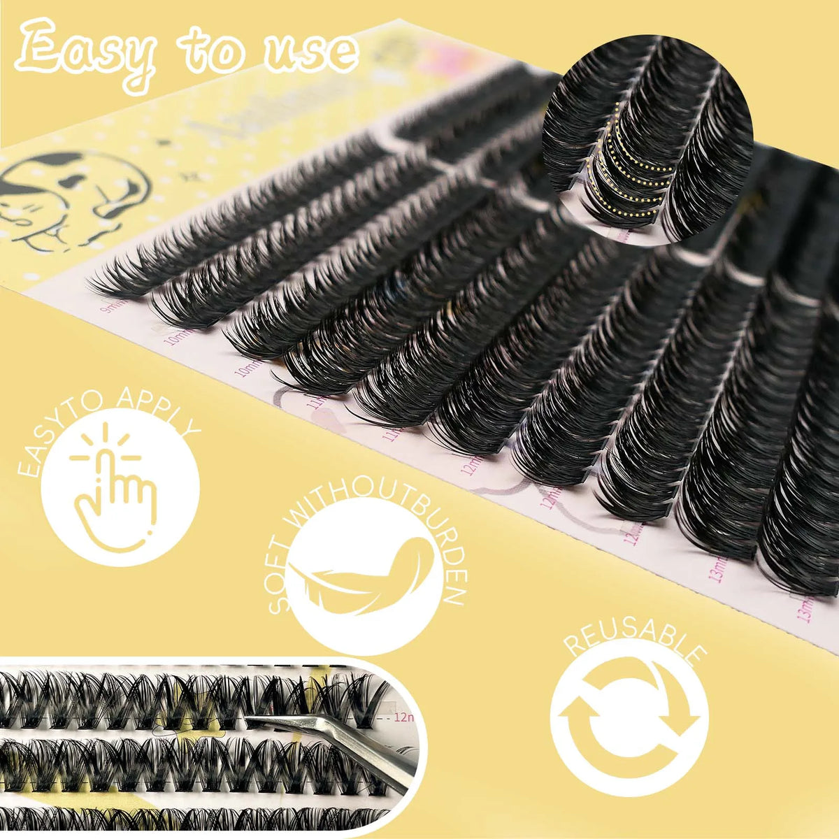 20 rows, 400 clusters of 3D false eyelashes, natural eyelash extension, makeup, thick eyelashes, 30/40/60/80D eyelash book