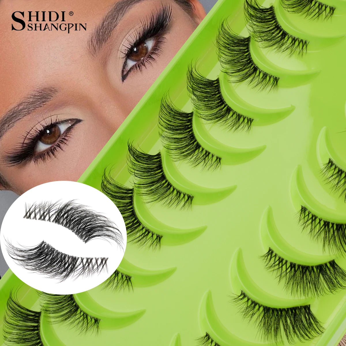 SHIDISHANGPIN False Lashes Extension 3/10 Pairs 3D Mink Eyelash Half Lashes Natural Cat Eye Eyelashes Makeup Faux Cils Fake Lash