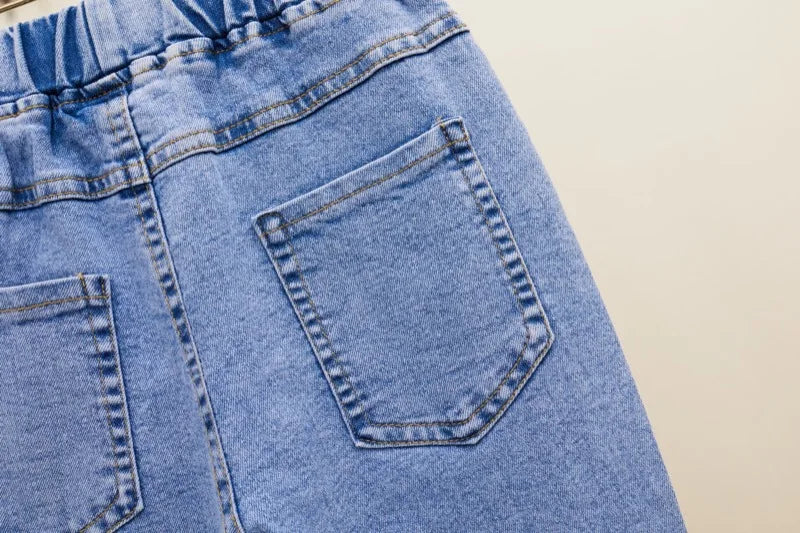 Korean Version of New Girl Denim Jeans Spring and Autumn Casual Denim Trousers Fashion Children Loose Wide-Leg Flared Pants 3-12