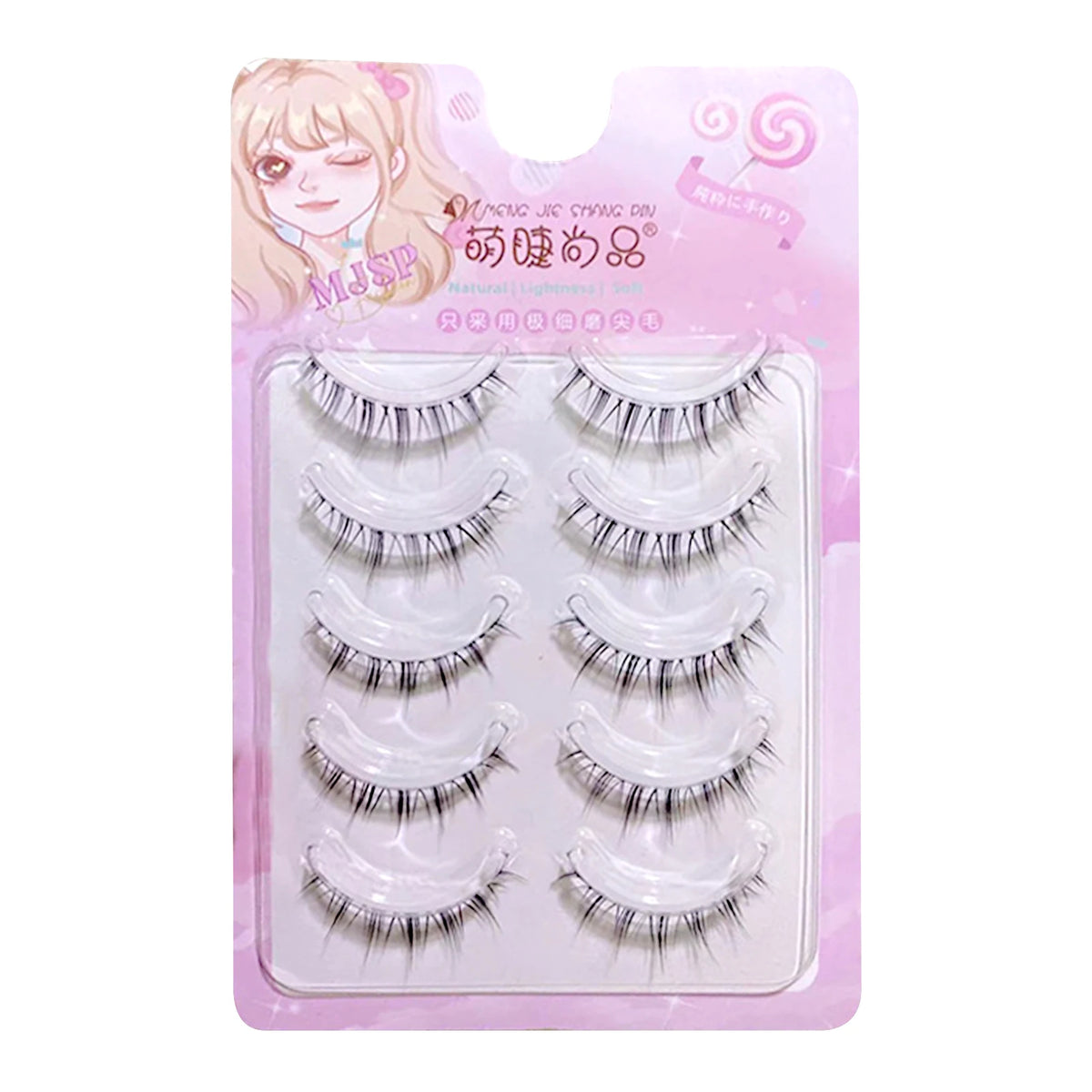 5 Pairs Sunflower False Eyelashes Transparent Stem Natural Manga Lashes Anime Wispy Eyelashes Extension Makeup