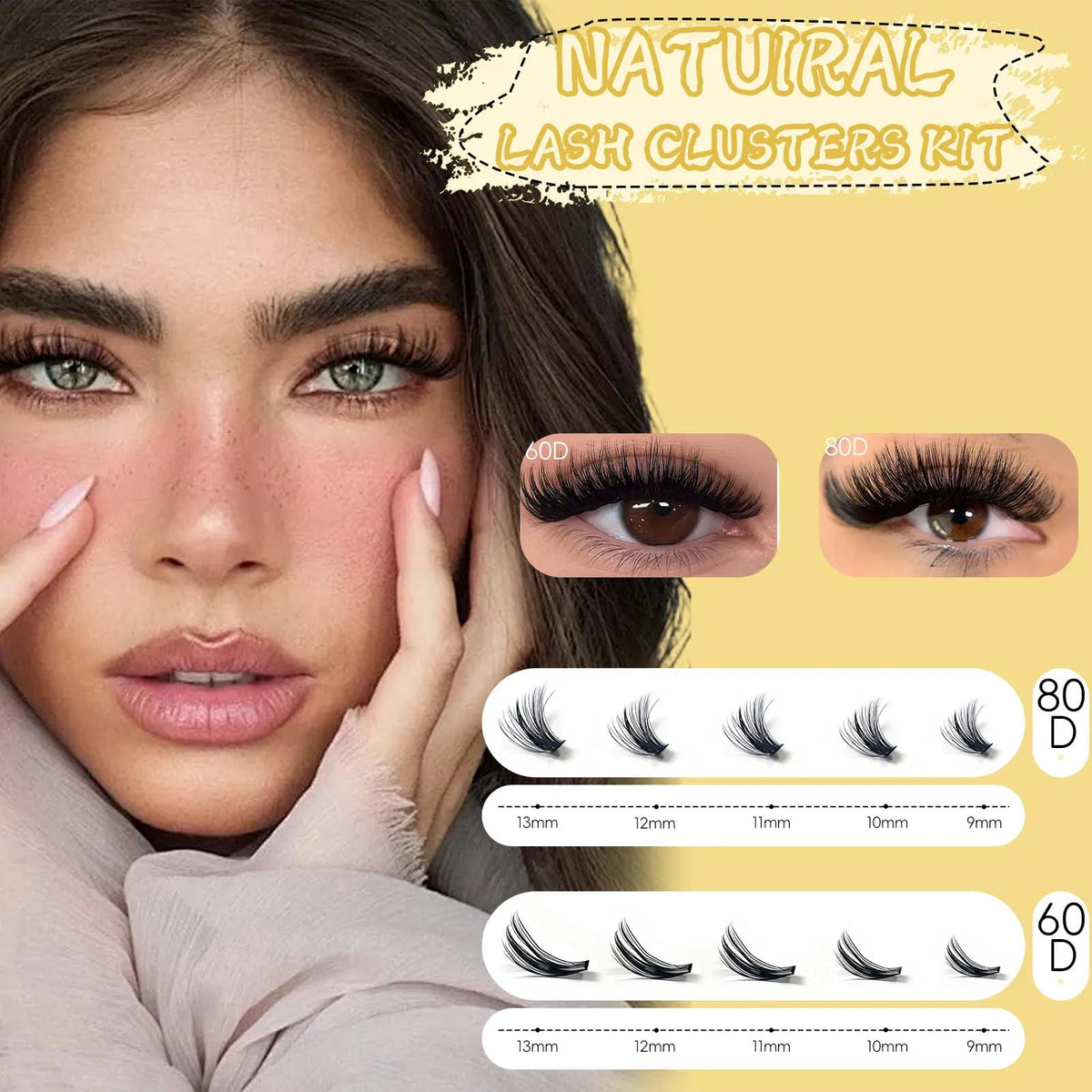 20 rows, 400 clusters of 3D false eyelashes, natural eyelash extension, makeup, thick eyelashes, 30/40/60/80D eyelash book