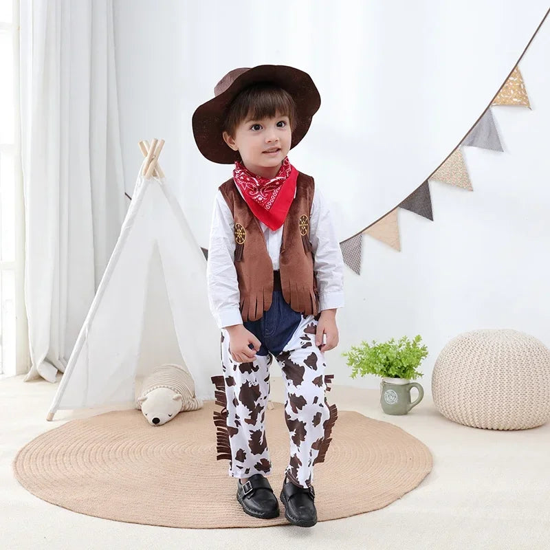 1-11 Years Purim Baby Halloween Costumes for Baby Toddler Kids Child Boys Cow Boy Cowboy Costume Party Fancy Clothes Set
