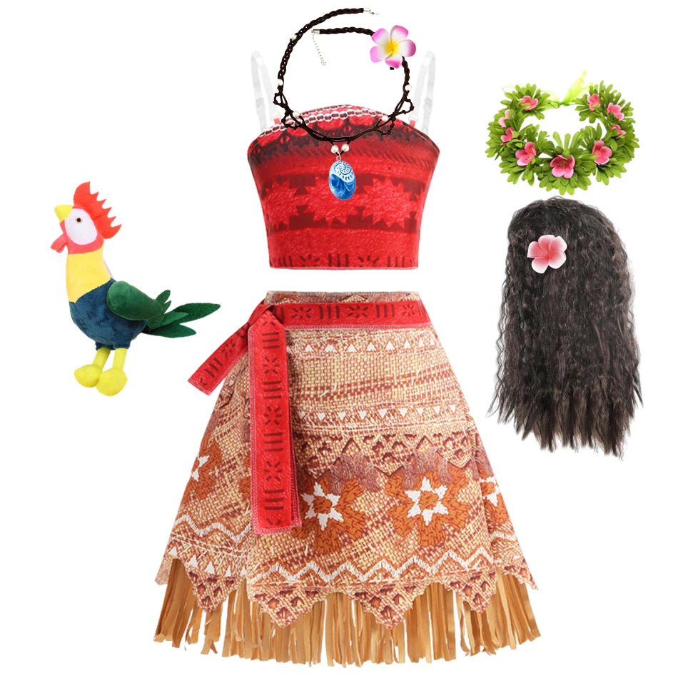 New Movie Moano 2 Dress Girl Halloween Cosplay Costume Carnival Party Princess Children Ocean Adventure Vaiana Dress