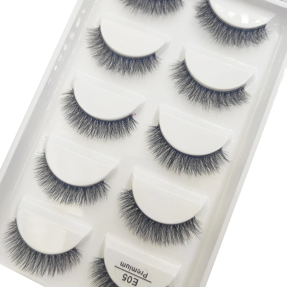 Transparent 3D Mink Eyelashes, Natural Clear False Eye Lashes, Soft Invisible Eyelash, Wispy Makeup Faux Cils, H13 X08, 5 Pairs