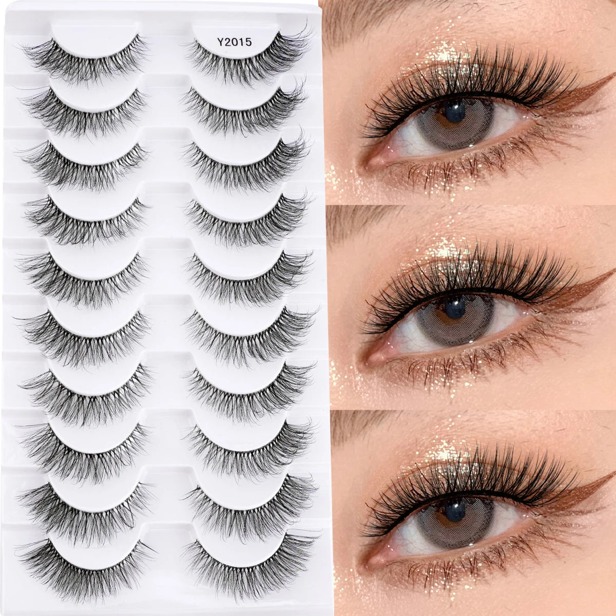 SHIDISHANGPIN False Lashes Extension 3/10 Pairs 3D Mink Eyelash Half Lashes Natural Cat Eye Eyelashes Makeup Faux Cils Fake Lash