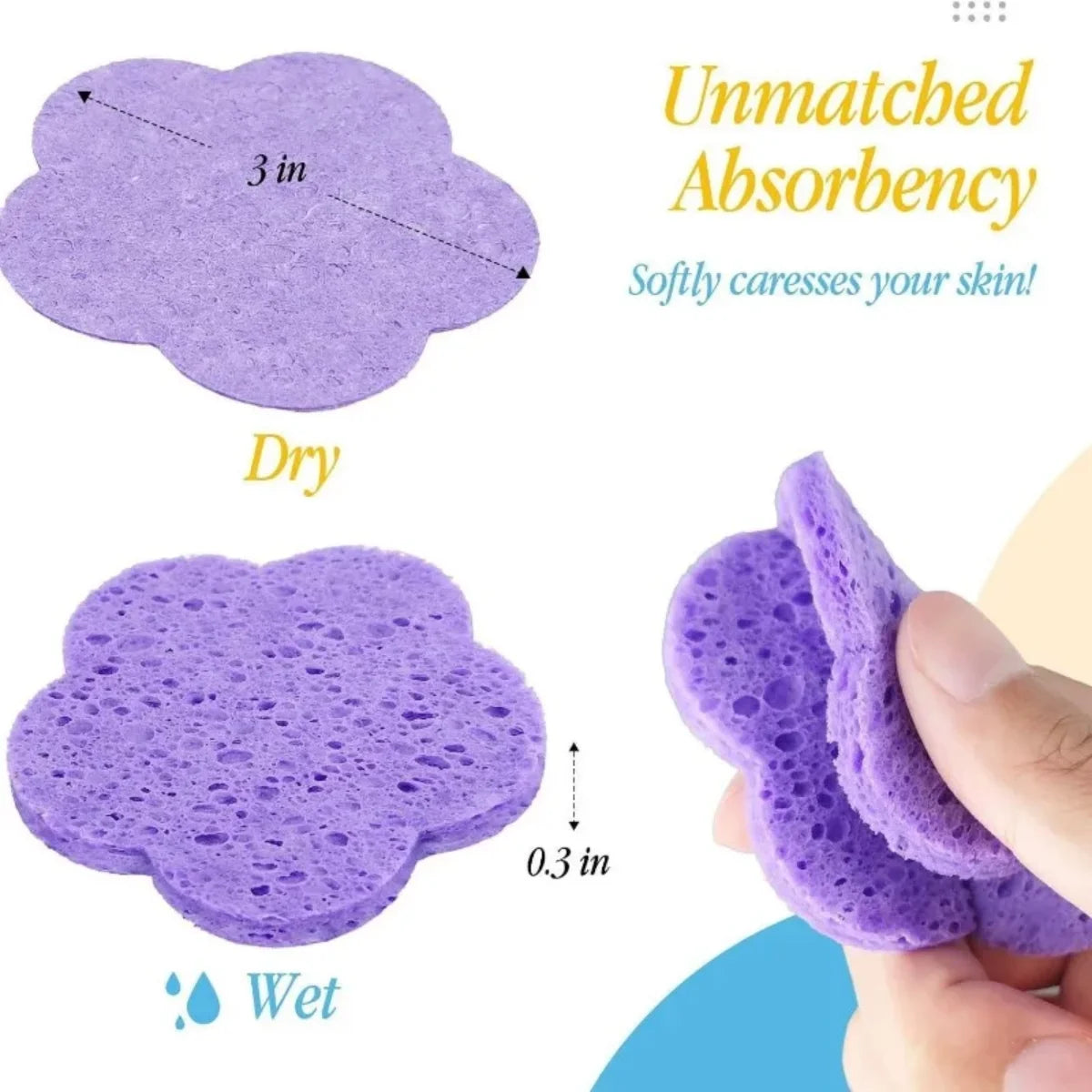 1-50PCS Compressed Wood Pulp Facial Sponges Flower Shape Exfoliating Face Cleanser Pads Makeup Remover Skin Care