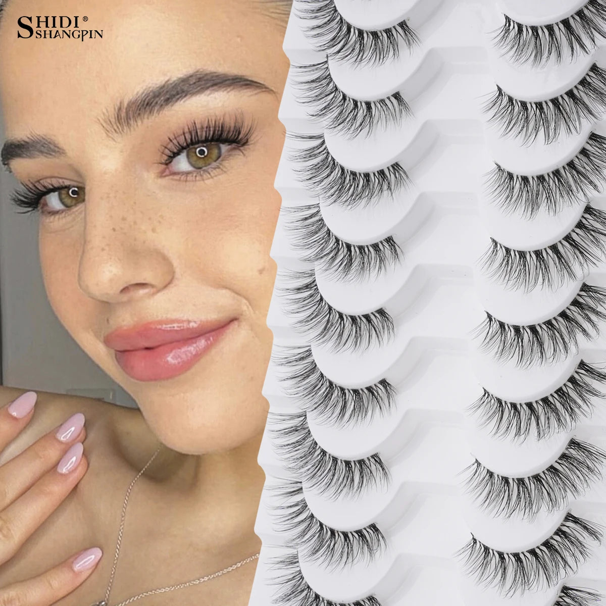 SHIDISHANGPIN False Lashes Extension 3/10 Pairs 3D Mink Eyelash Half Lashes Natural Cat Eye Eyelashes Makeup Faux Cils Fake Lash