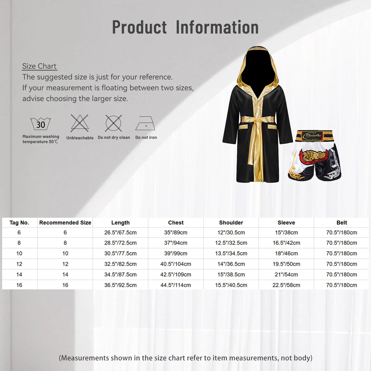 Kids Boxing Training Robe Halloween Carnival Party Boxer Cosplay Costume Long Sleeve Satin Belted Hooded Cloak Shorts Gloves