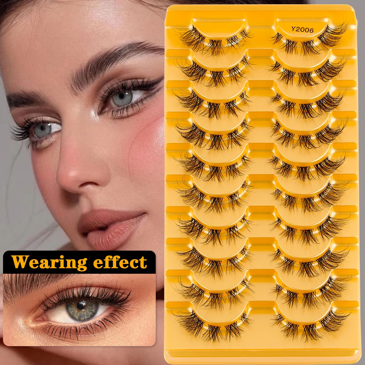 YSDO Half Eyelashes 3/10 Pairs Natural Full False Eyelashes 3D Lashes Cat Eye Fake Eyelashes Extension Faux Cils Makeup Tools
