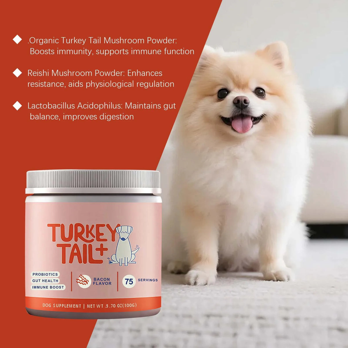 Dog Probiotic Powder Supplement Improve Appetite Promote Gastrointestinal Peristalsis Mild Pet Gut Health Support Particle 100g