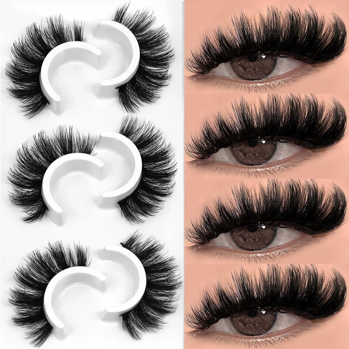 Veltrinay Fake Lashes 3D Mink Lashes Soft False Eyelashes Natural Thick Faux Mink Eyelashes Extention Makeup